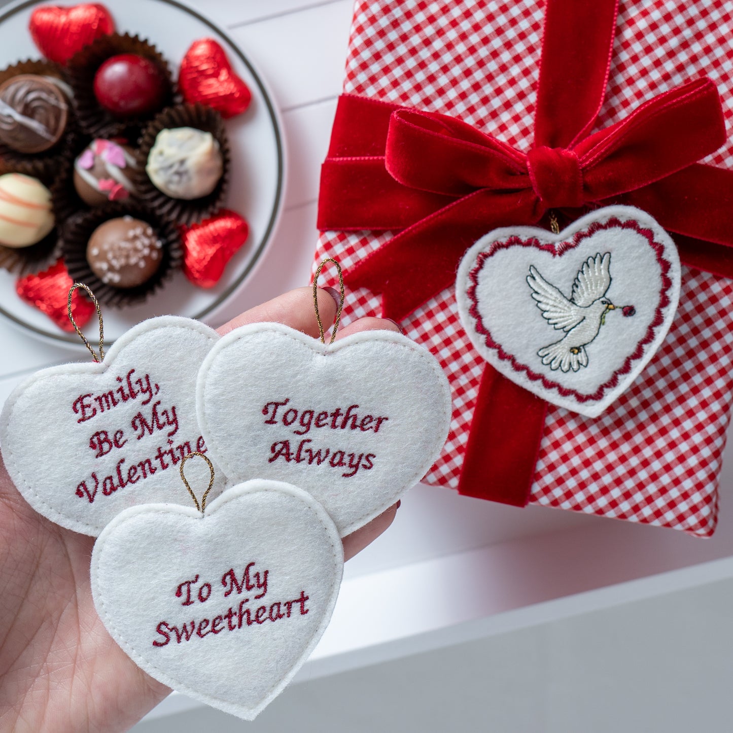 Personalised Embroidered Valentine's Gift Tag