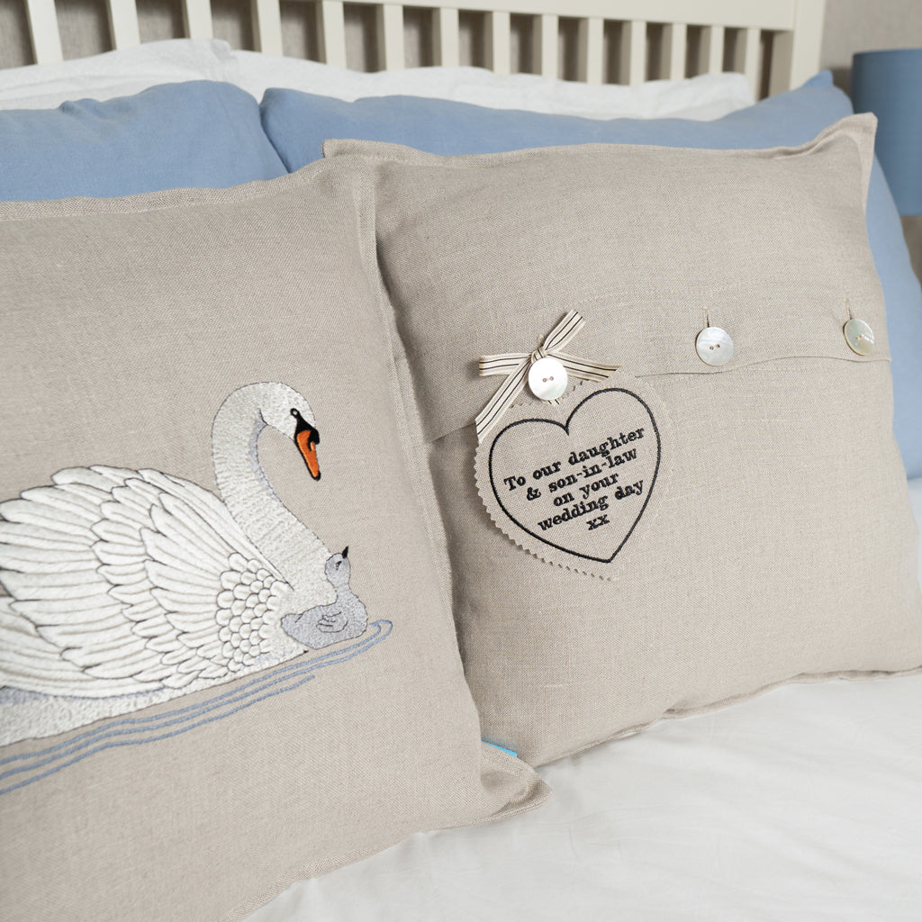 Embroidered Swan Cushions