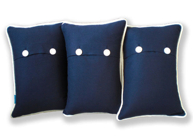 Navy World Map Cushions Reverse by Kate Sproston Design