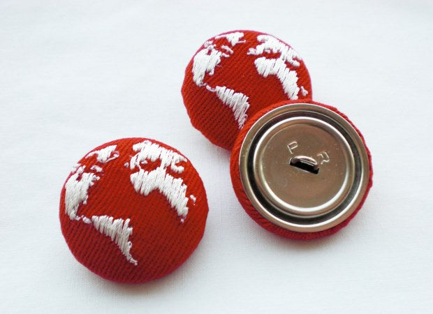 Embroidered Red Globe Buttons Reverse by Kate Sproston Design
