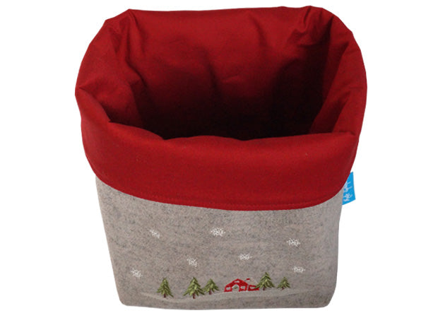 Winter Lodge Fabric Basket Top View by Kate Sproston Design