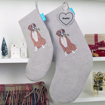 Embroidered Dog Christmas Stocking