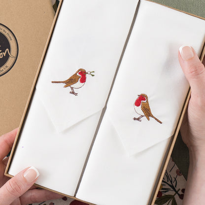 Embroidered Mr & Mrs Robin Napkins - Set of Two