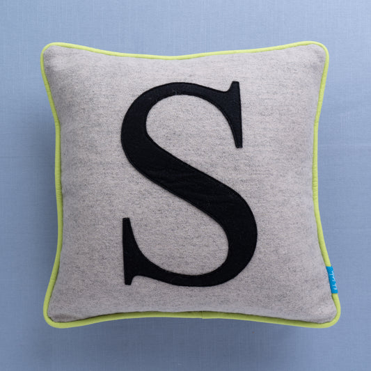 Sample - Monogrammed Cushion - Colour Flash Piping - Lime S