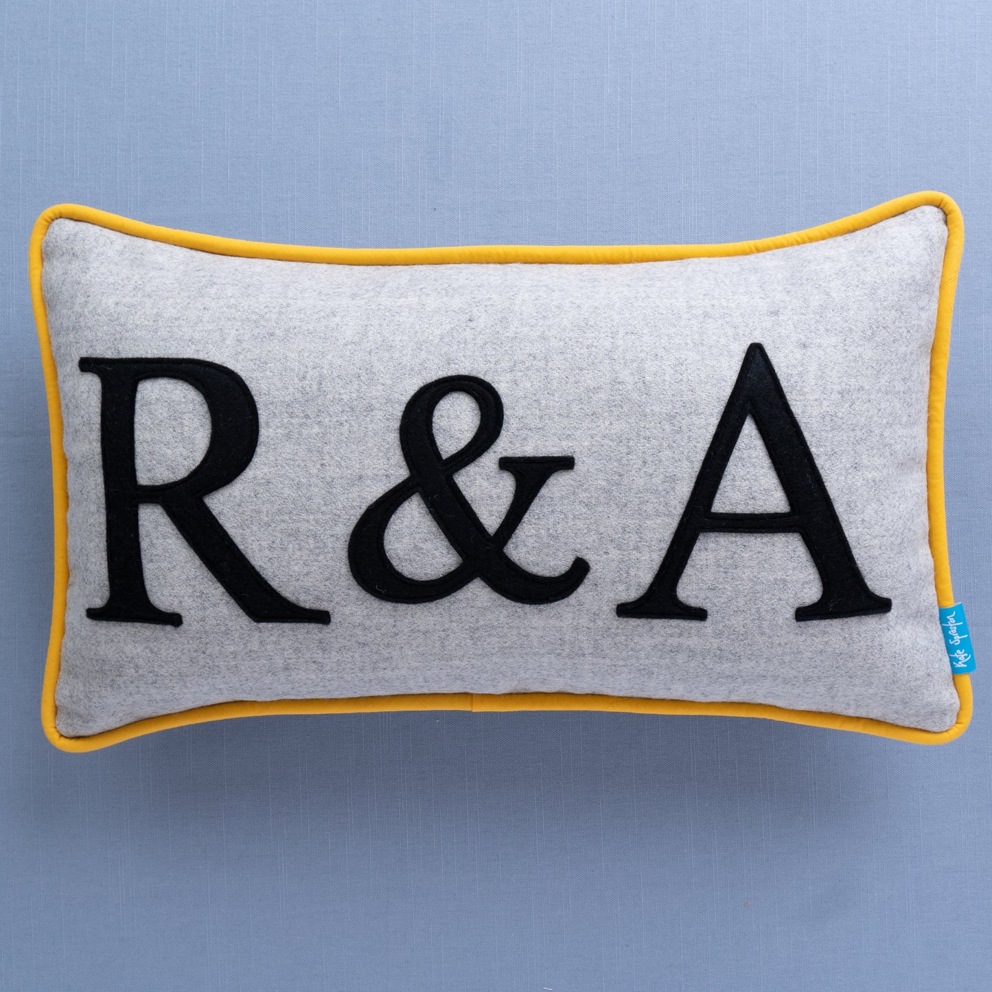 Second - Couples Initials Cushion - Colour Flash Piping - Yellow R&A