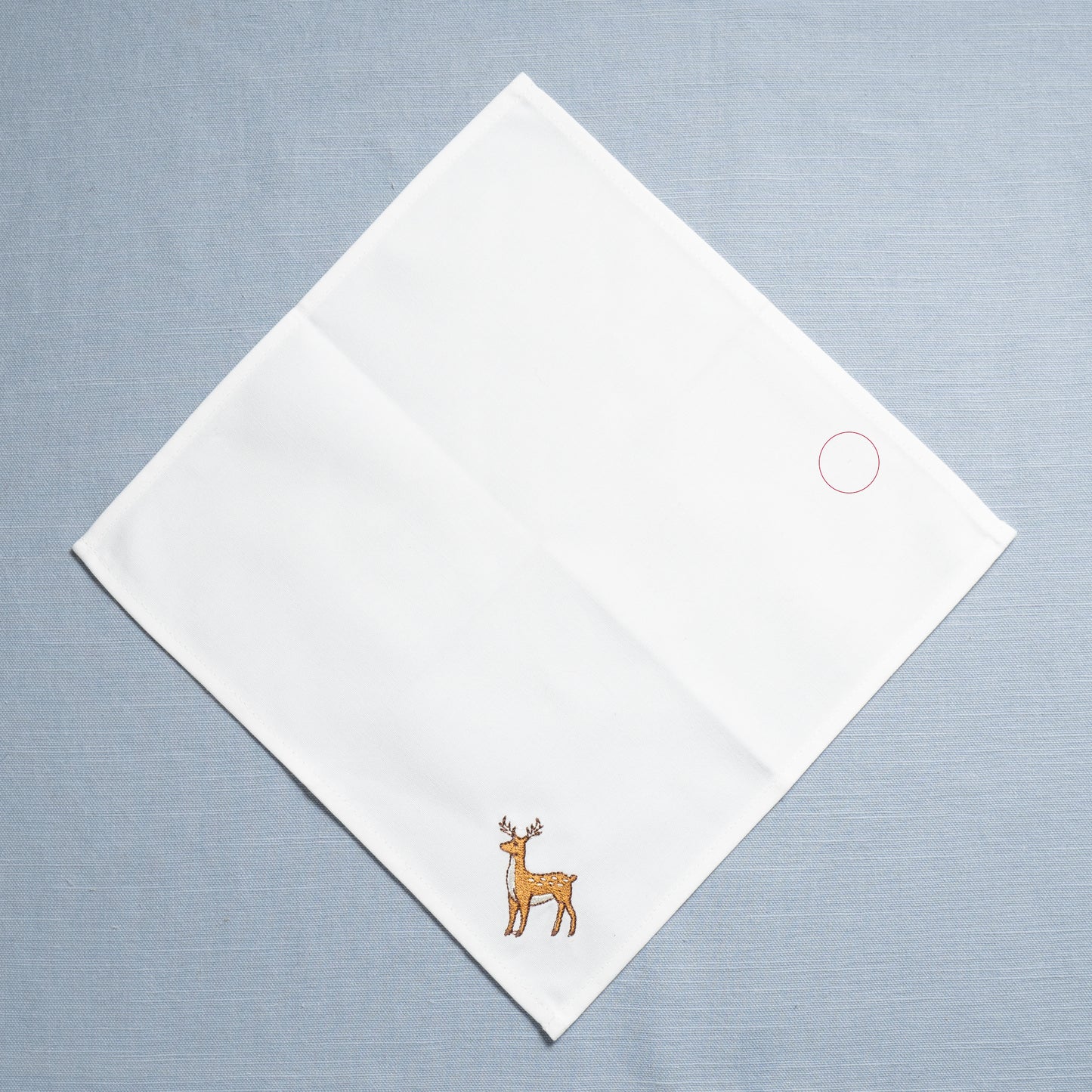 Second - Set of Five Embroidered Organic Cotton Reindeer Cocktail Napkins