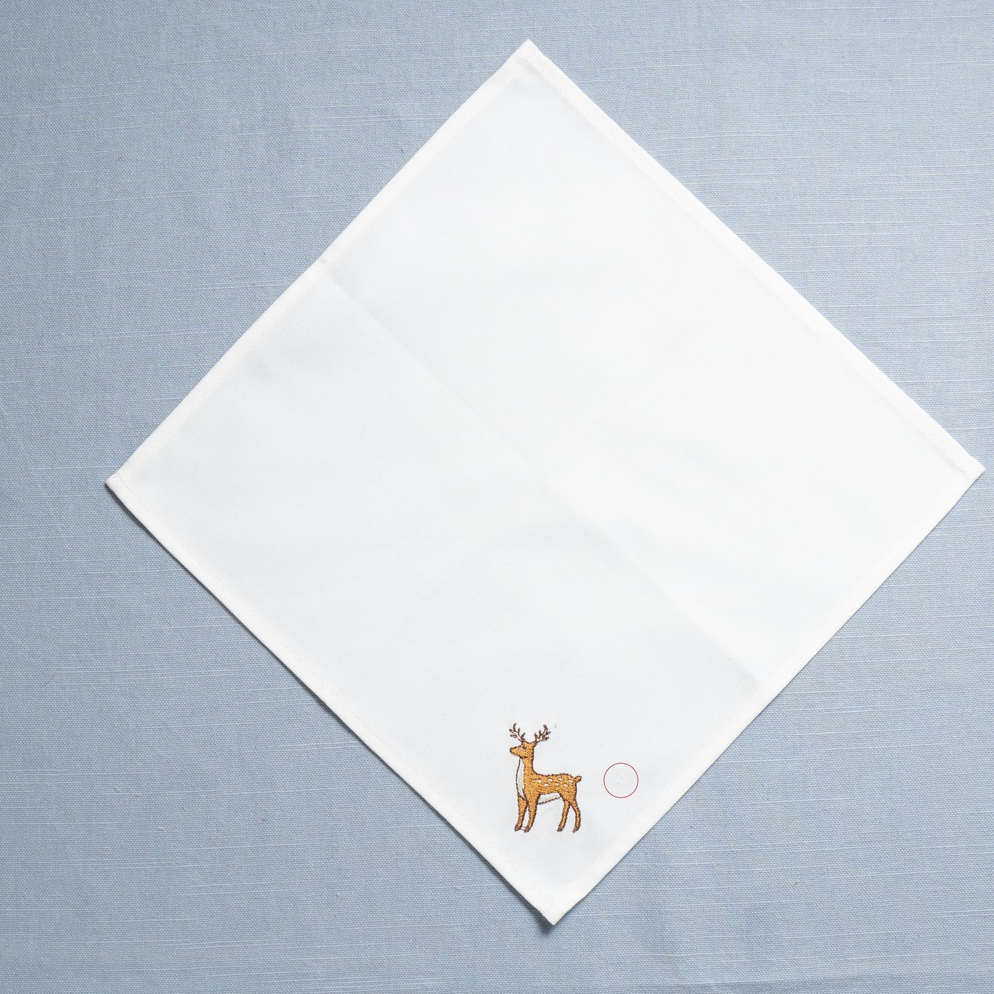 Second - Set of Five Embroidered Organic Cotton Reindeer Cocktail Napkins