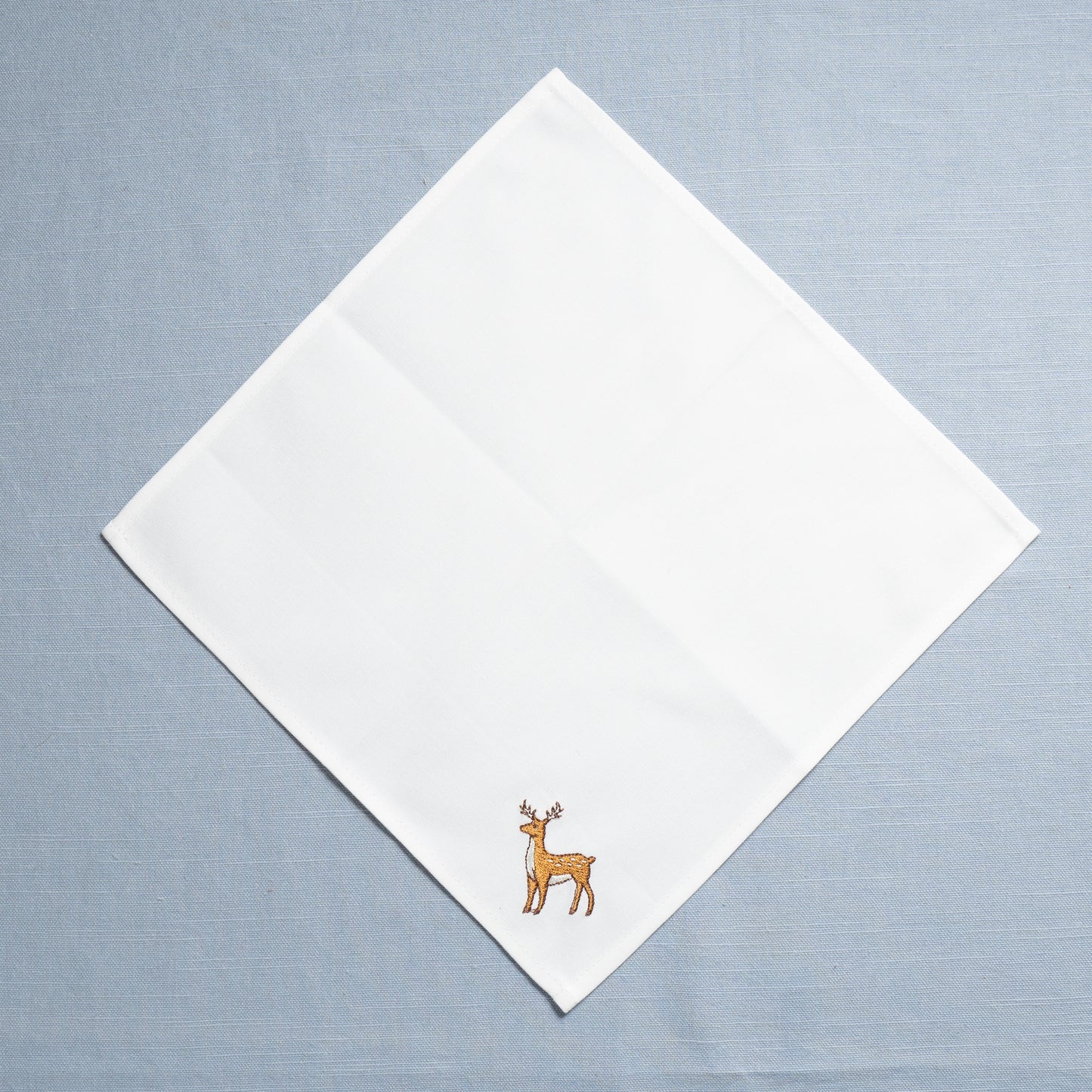 Second - Set of Five Embroidered Organic Cotton Reindeer Cocktail Napkins