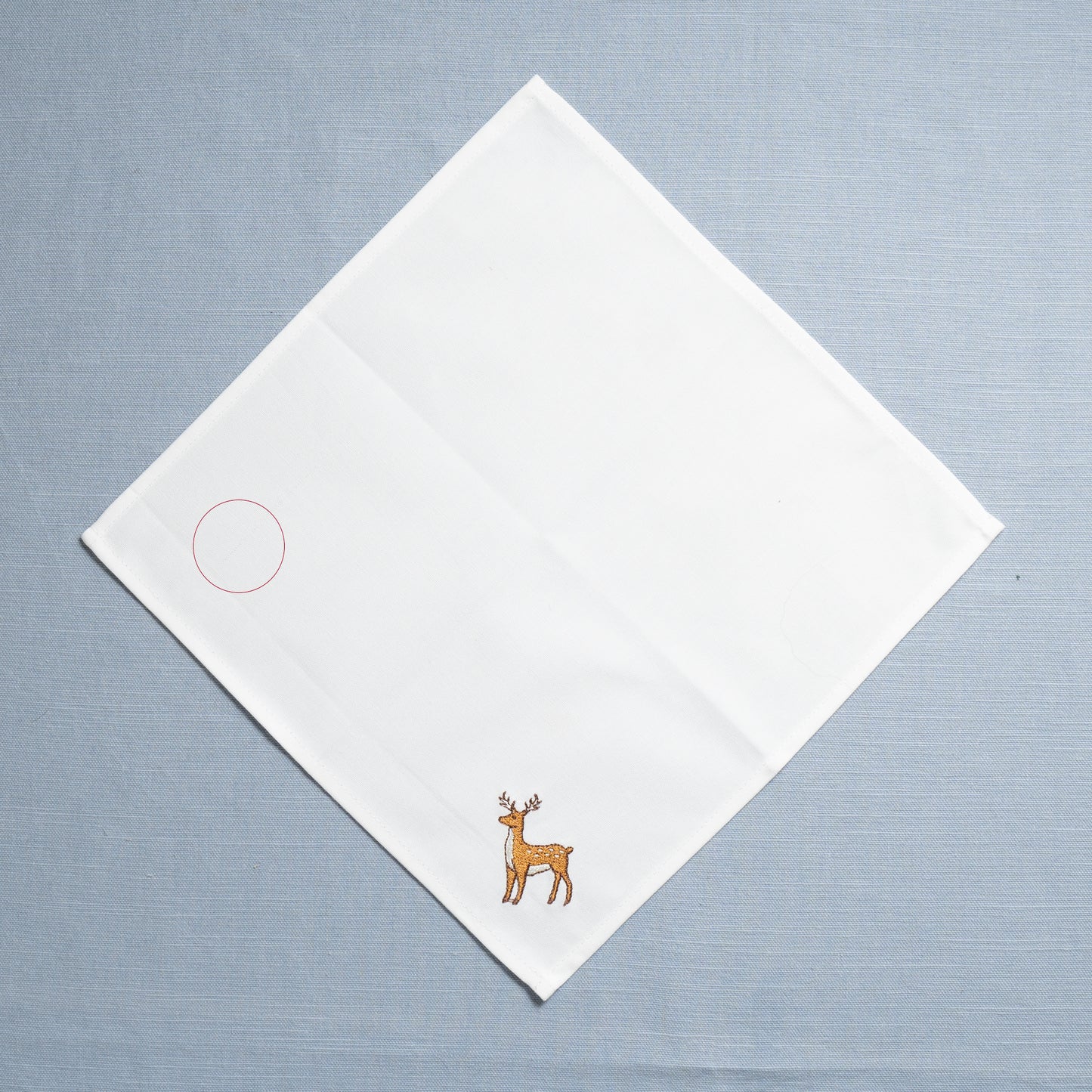 Second - Set of Five Embroidered Organic Cotton Reindeer Cocktail Napkins