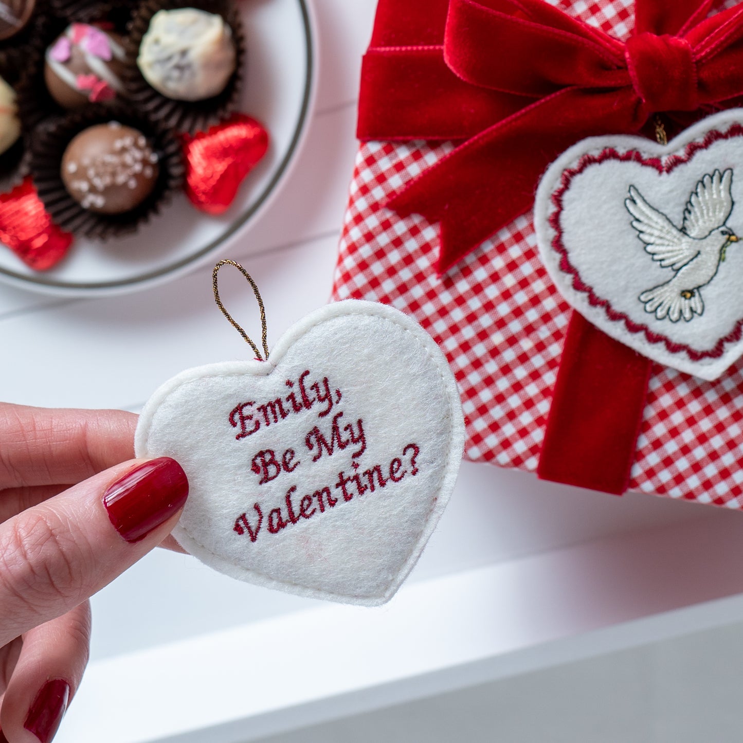 Personalised Embroidered Valentine's Gift Tag
