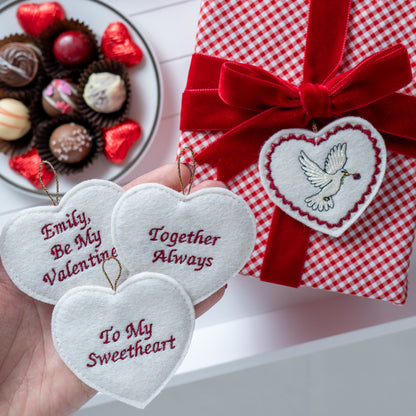 Personalised Embroidered Valentine's Gift Tag