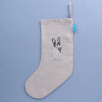 Second - Embroidered Dog Christmas Stocking - French Bulldog Large