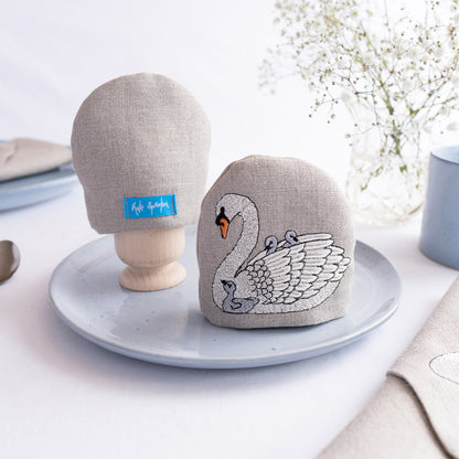 Embroidered Swan Egg Cosy