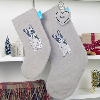 Embroidered Dog Christmas Stocking