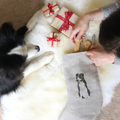 Embroidered Dog Christmas Stocking