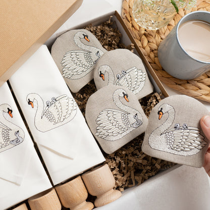 Luxury Embroidered Swan Tableware Gift Set