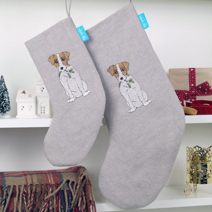 Embroidered Dog Christmas Stocking