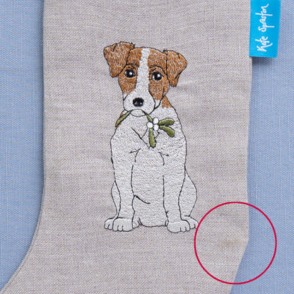 Second - Embroidered Dog Christmas Stocking - Jack Russell Mini