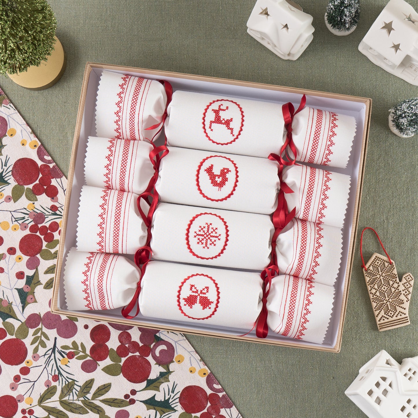 Scandi Cross Stitch Reusable Christmas Cracker