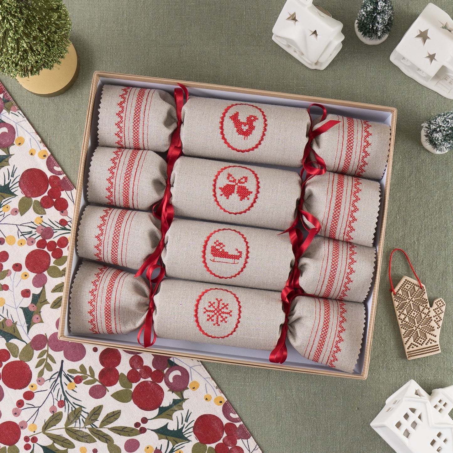 Scandi Cross Stitch Reusable Christmas Cracker