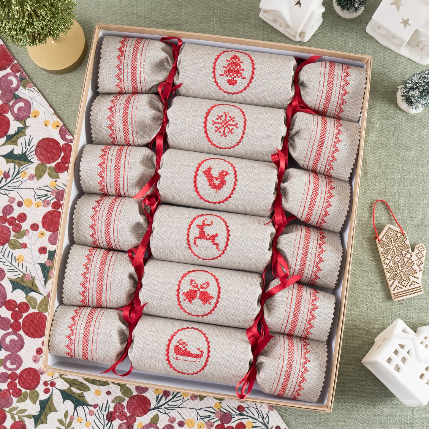 Scandi Cross Stitch Reusable Christmas Cracker