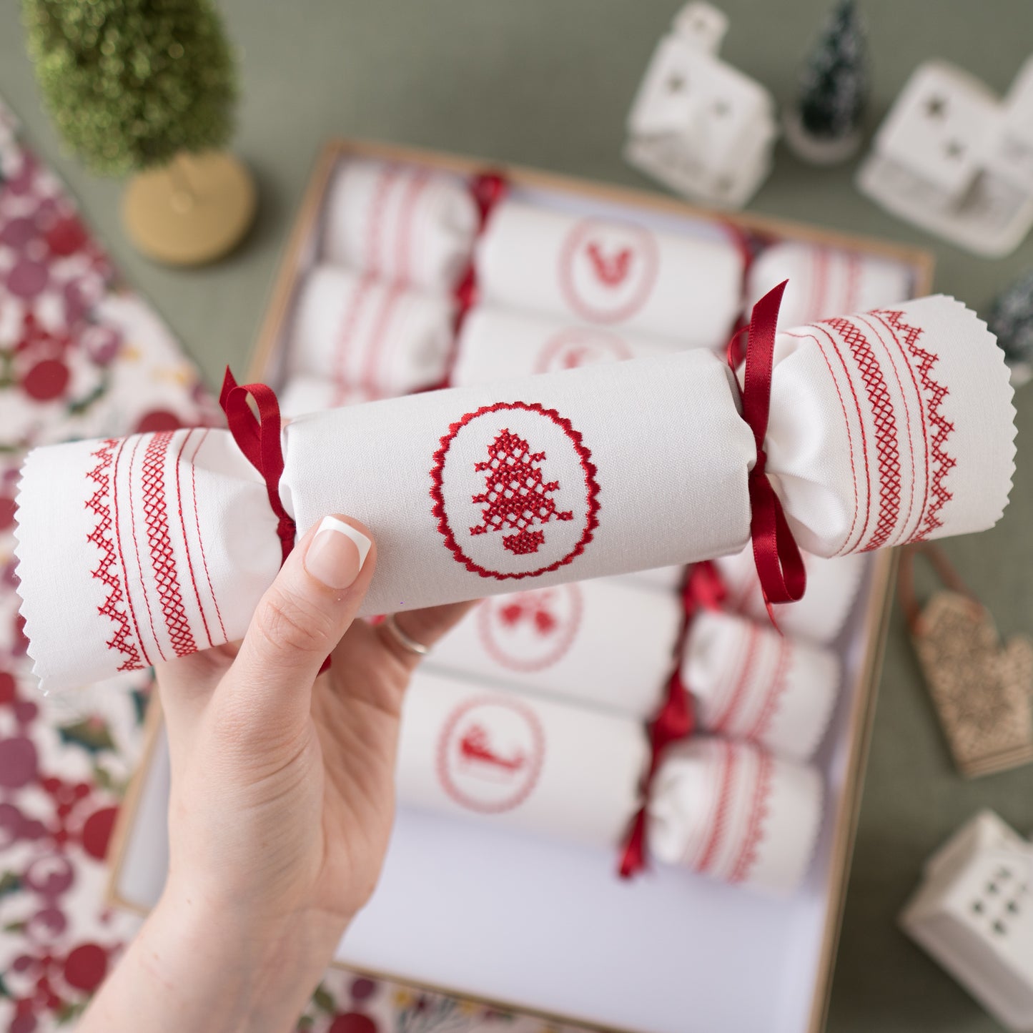 Scandi Cross Stitch Reusable Christmas Cracker