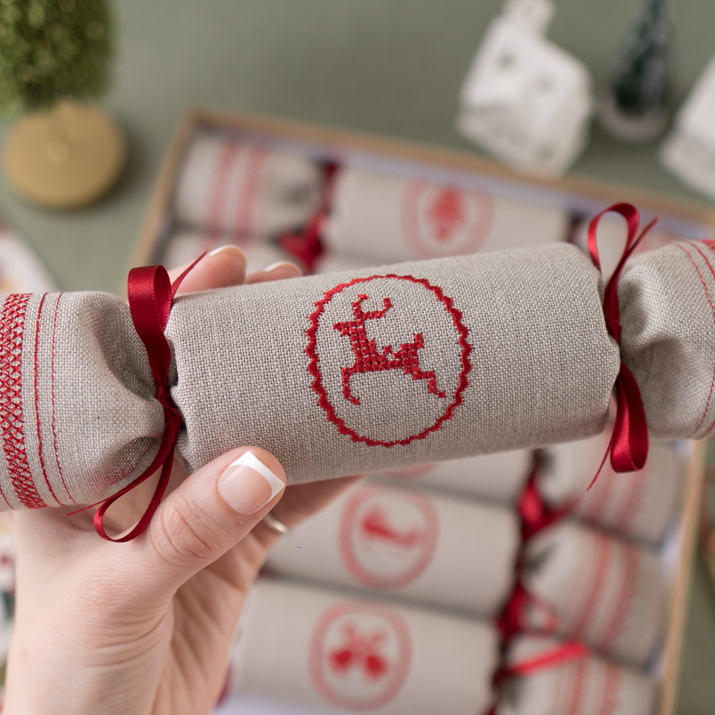 Scandi Cross Stitch Reusable Christmas Cracker