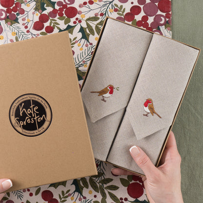 Embroidered Mr & Mrs Robin Napkins - Set of Two