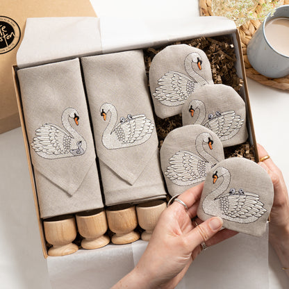 Luxury Embroidered Swan Tableware Gift Set