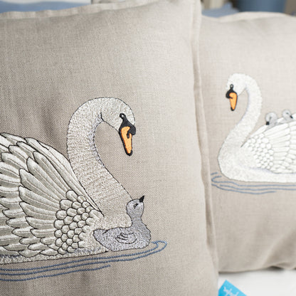 Embroidered Swan Cushions