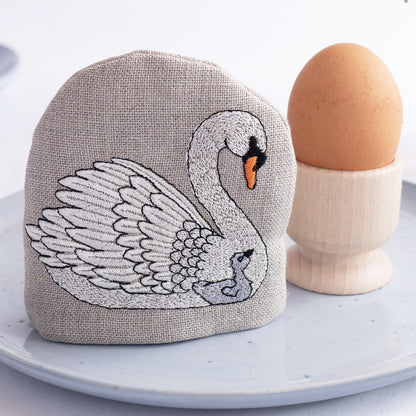 Embroidered Swan Egg Cosy