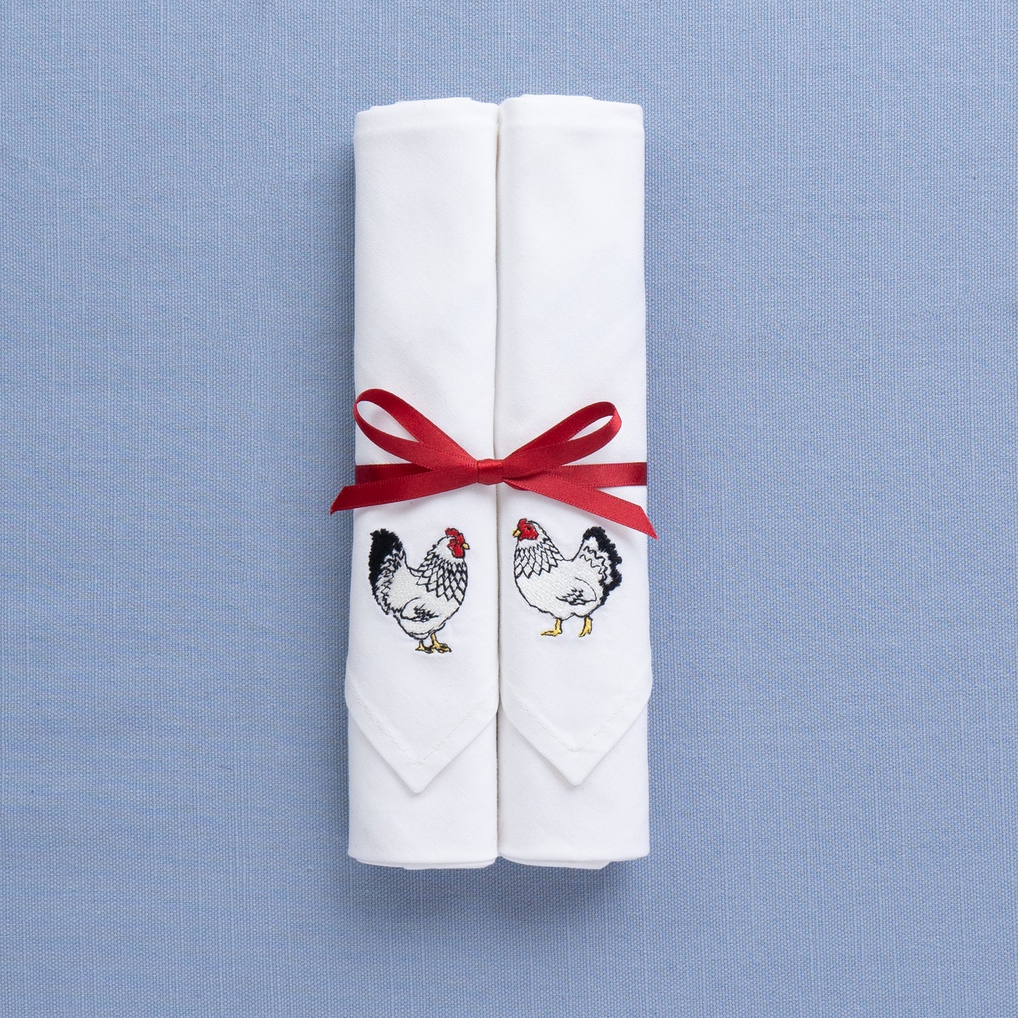 Second - Embroidered Mr & Mrs Chicken Napkins - Set of Two