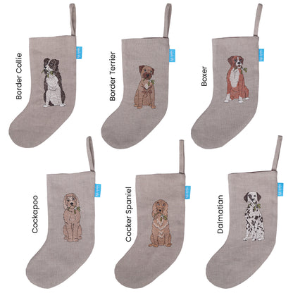 Embroidered Dog Christmas Stocking