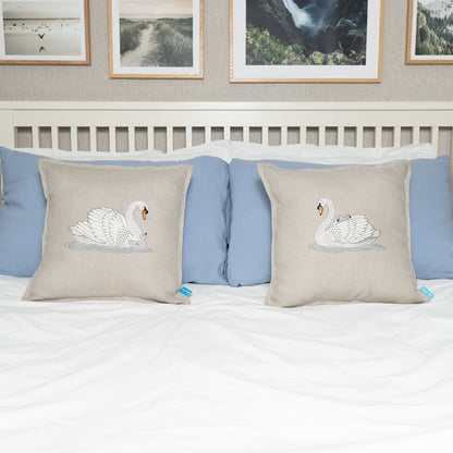 Embroidered Swan Cushions