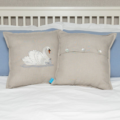 Embroidered Swan Cushions