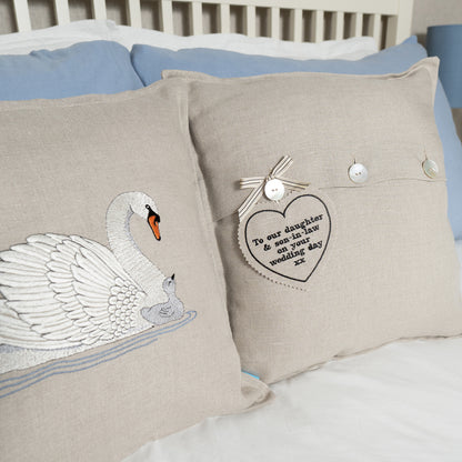 Embroidered Swan Cushions