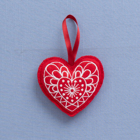 Sample - Red Felt Heart Christmas Decoration