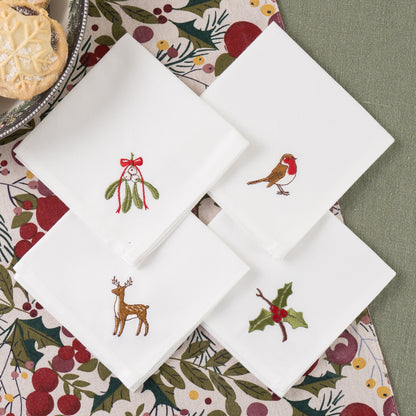 Embroidered Woodland Cocktail Napkins