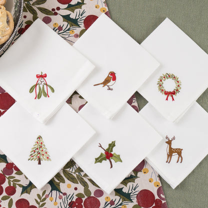 Embroidered Woodland Cocktail Napkins