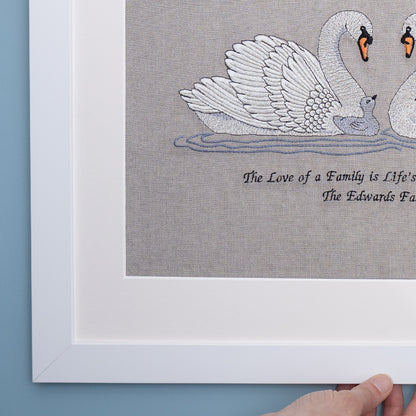 Personalised Embroidered Swan Family Artwork