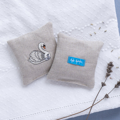Embroidered Swan Lavender Sachets - Set of Two