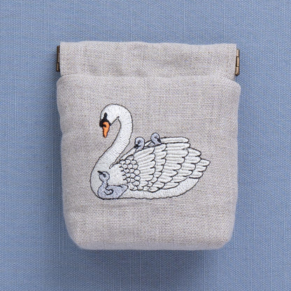 Embroidered Swan Snap Purse