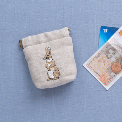 Second - Rabbit Snap Purse - Embroidered Linen Easter Gift