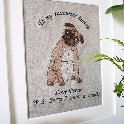 Personalised Dog Embroidered Artwork - Twelve Breeds Available