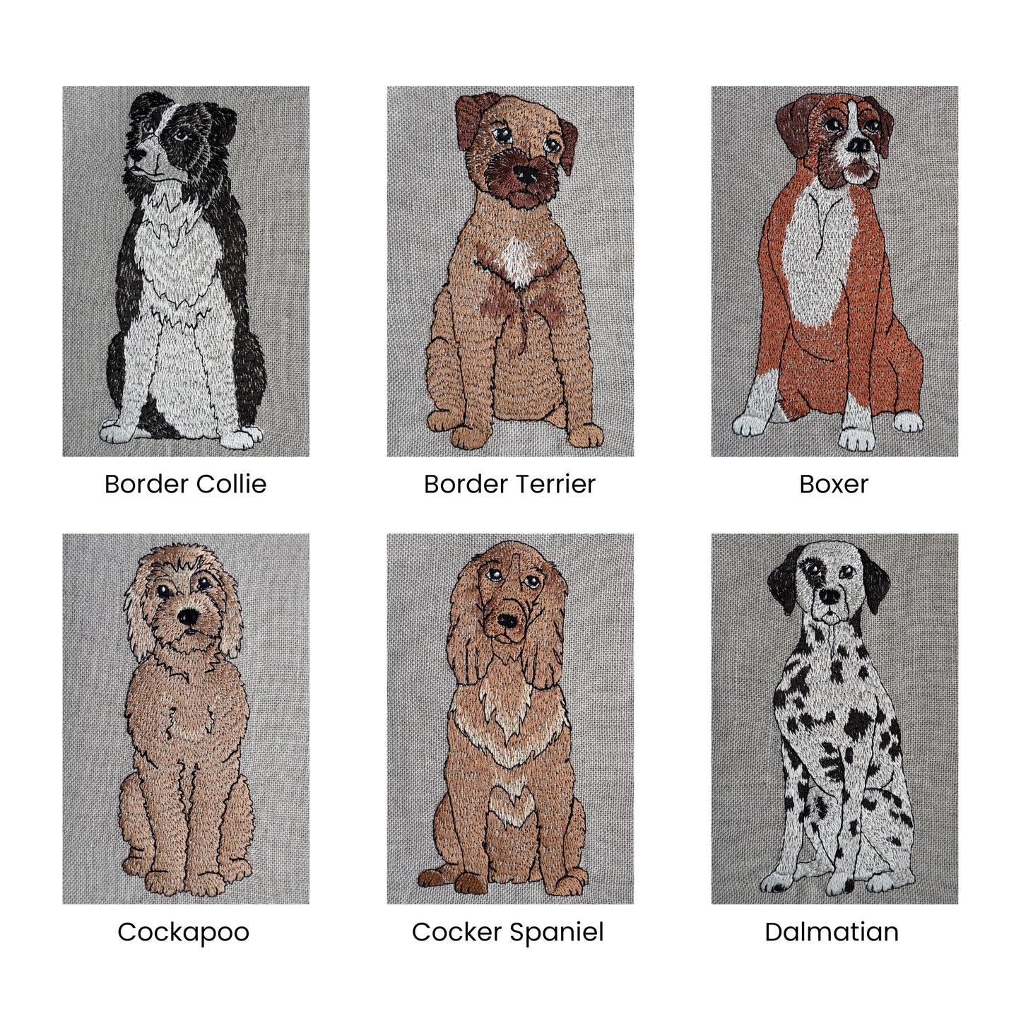 Personalised Dog Embroidered Artwork - Twelve Breeds Available