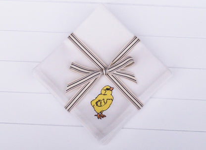 Embroidered Cotton Little Chick Cocktail Napkins Set of Four by Kate Sproston Design