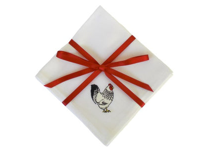 Embroidered Cotton Chicken Cocktail Napkins by Kate Sproston Design