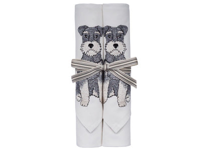 Embroidered Schnauzer Cotton Napkins by Kate Sproston Design
