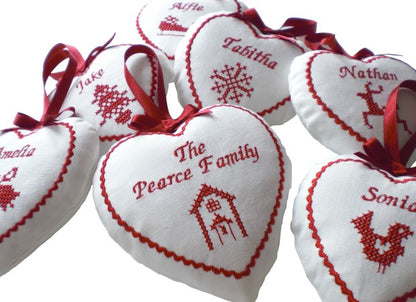 Family Group of Large Scandi Cross Stitch Decorations by Kate Sproston Design