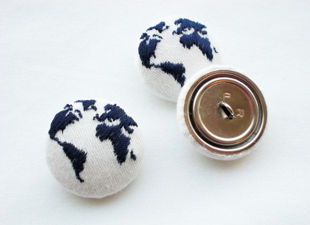 Embroidered Ivory Globe Buttons Reverse by Kate Sproston Design